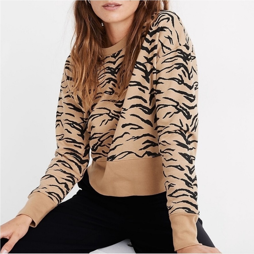 Madewell Tiger Stripe Crop Sweatshirt - Size XS